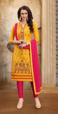 Mustard embroidered cotton salwar 1