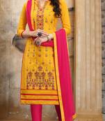 Mustard embroidered cotton salwar