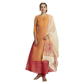 Orange embroidered net salwar 1
