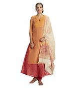 Orange embroidered net salwar