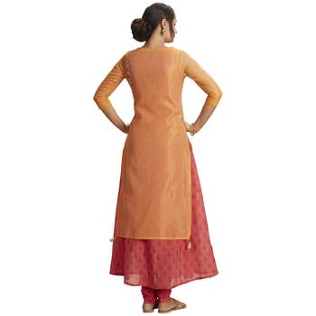 Orange embroidered net salwar 2