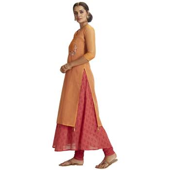 Orange embroidered net salwar 4
