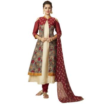 Beige embroidered chanderi salwar 1