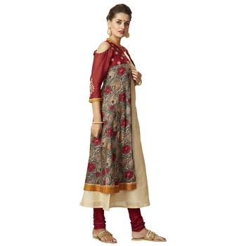 Beige embroidered chanderi salwar 3