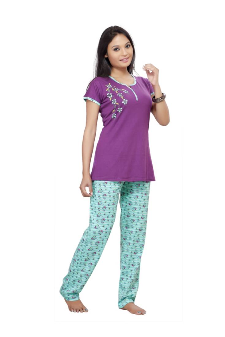 Purple Cotton Nightwear Sets VASUDEV 2574586