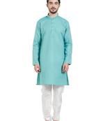 Green cotton poly traditional solid kurta pajama