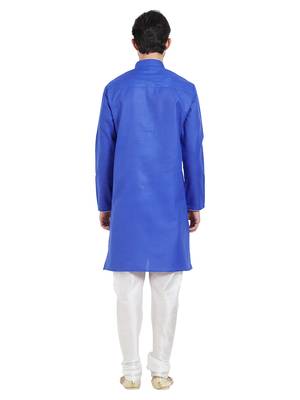 Blue cotton poly traditional solid kurta pajama 4