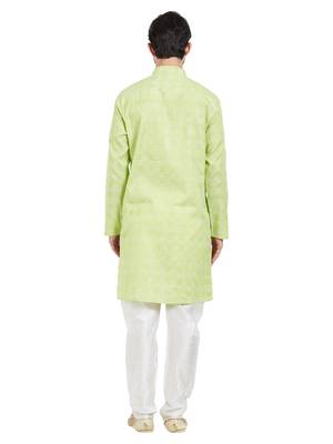 Green cotton poly traditional self design kurta pajama 4