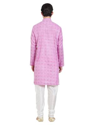 Purple cotton poly traditional self design kurta pajama 3
