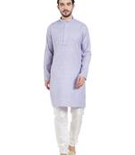 Purple Cotton Poly Traditional Self Design Kurta Pajama