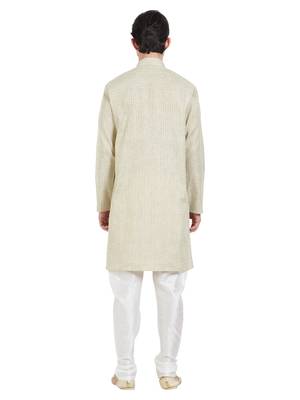 Green Cotton Poly Traditional Self Design Kurta Pajama 4