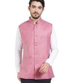 pink cotton poly nehru jacket