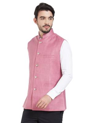 pink cotton poly nehru jacket 2