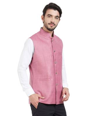 pink cotton poly nehru jacket 3