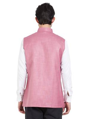 pink cotton poly nehru jacket 4