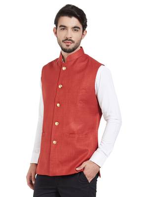 maroon cotton poly nehru jacket 2