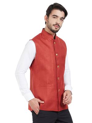 maroon cotton poly nehru jacket 3