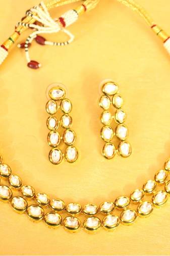 Kundan Meenakari Gold Look Necklace Set