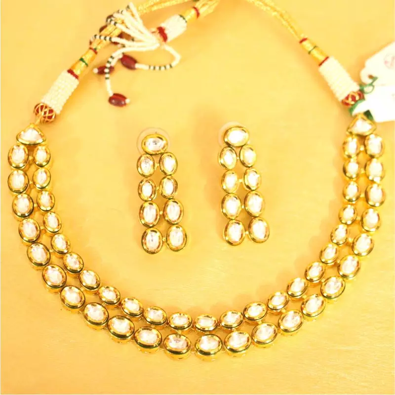 Kundan Meenakari Gold Look Necklace Set