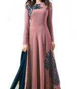 Dark onion pink georgette embroidered  semi stitched salwar with dupatta
