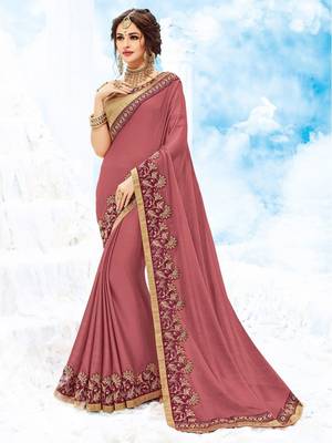 Dark red plain chiffon saree with blouse 1