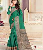 Multi colour plain silk saree with blouse