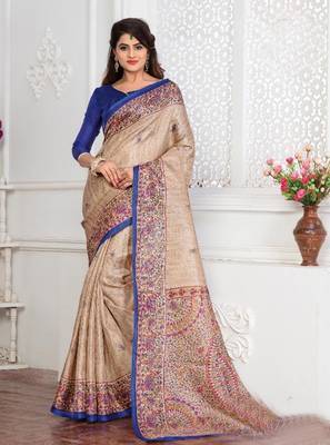 multicolor plain khadi saree with blouse 1