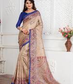 multicolor plain khadi saree with blouse