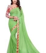 Green plain nazneen saree with blouse