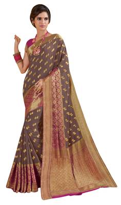 Grey Woven Saree With Blouse 1