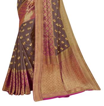 Grey Woven Saree With Blouse 2