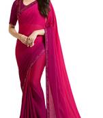 Magenta embroidered georgette saree with blouse