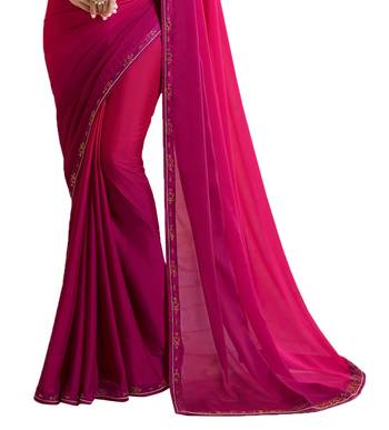 Magenta embroidered georgette saree with blouse 2
