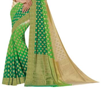 Green Woven Saree With Blouse 2