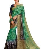 Green Woven Saree With Blouse