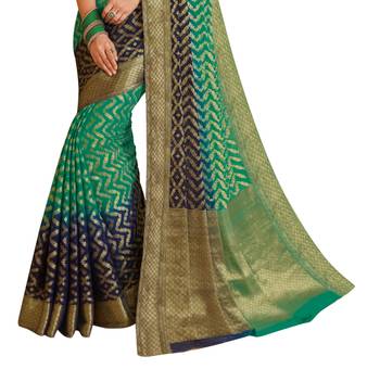 Green Woven Saree With Blouse 2