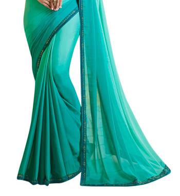 Blue Embroidered Georgette Saree With Blouse 2