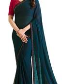 Green Embroidered Georgette Saree With Blouse