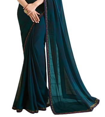 Green Embroidered Georgette Saree With Blouse 2