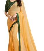 Yellow Embroidered Georgette Saree With Blouse