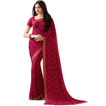 Pink Printed Georgette Saree With Blouse 1