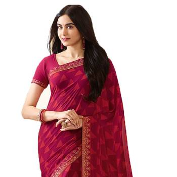 Pink Printed Georgette Saree With Blouse 2