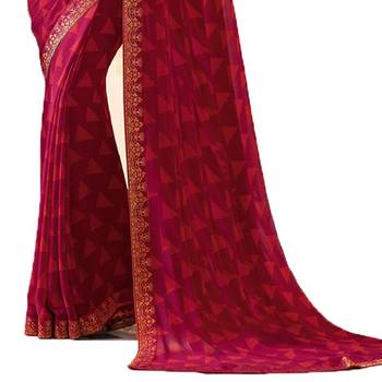 Pink Printed Georgette Saree With Blouse 3