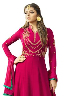 Magenta resham embroidery georgette salwar 2
