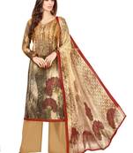 Beige printed cotton salwar