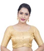 Designer Brocade Cold Shoulde Gold Padded Readymade Saree Blouse