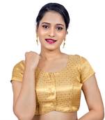 Designer Gold Brocade Padded Readymade Saree Blouse