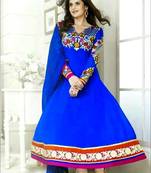 Blue and multicolor  party wear semi stitched georgette aanarkali suit