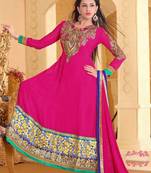 Magenta Designer Georgette Semi Stiched Anarkali Suit