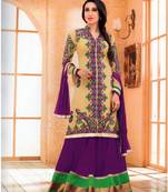 Sandy brown  and  purple designer georgette semi stitched anarkali suit